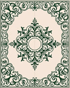 Emerald Green Scrollwork Central Bloom Rug