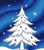 Whimsical White Christmas Tree Ornaments Rug