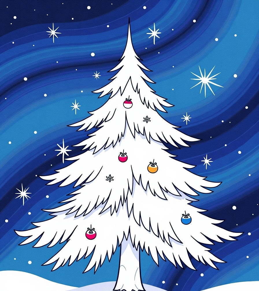 Whimsical White Christmas Tree Ornaments Rug