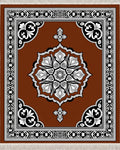 Ornate Brown Floral Medallion Border Rug