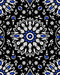 Bold Cobalt Black Mandala Bloom Rug