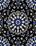 Bold Cobalt Black Mandala Bloom Rug