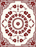 Deep Red Floral Medallion Frame Rug