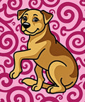 Cute Brown Dog Pink Swirls Rug