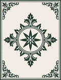 Vintage Green Floral Medallion Frame Rug