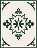 Vintage Green Floral Medallion Frame Rug