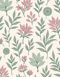 Delicate Pink Green Leafy Branches Rug