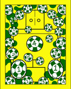 Yellow Green Soccer Balls Court Rug
