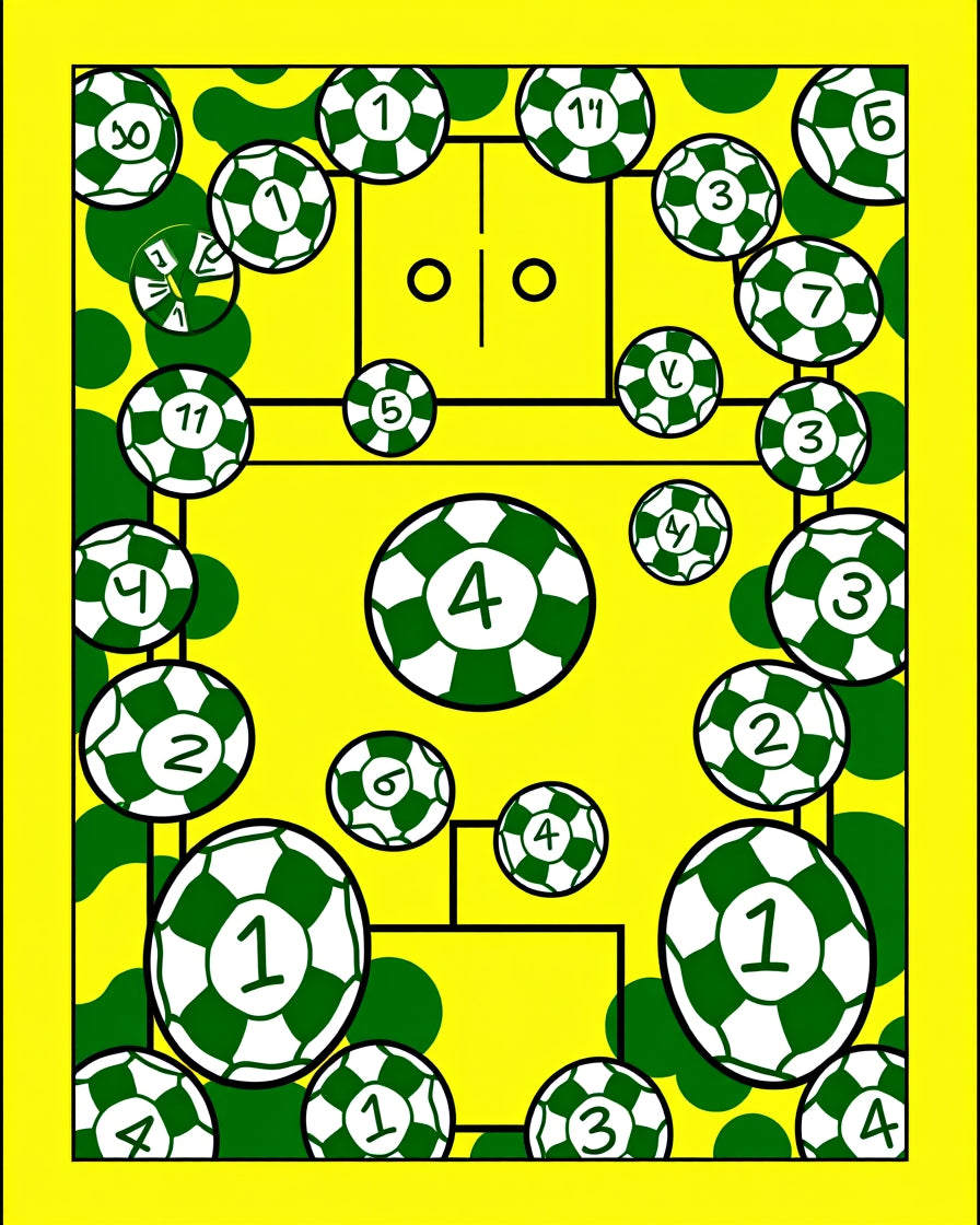 Yellow Green Soccer Balls Court Rug