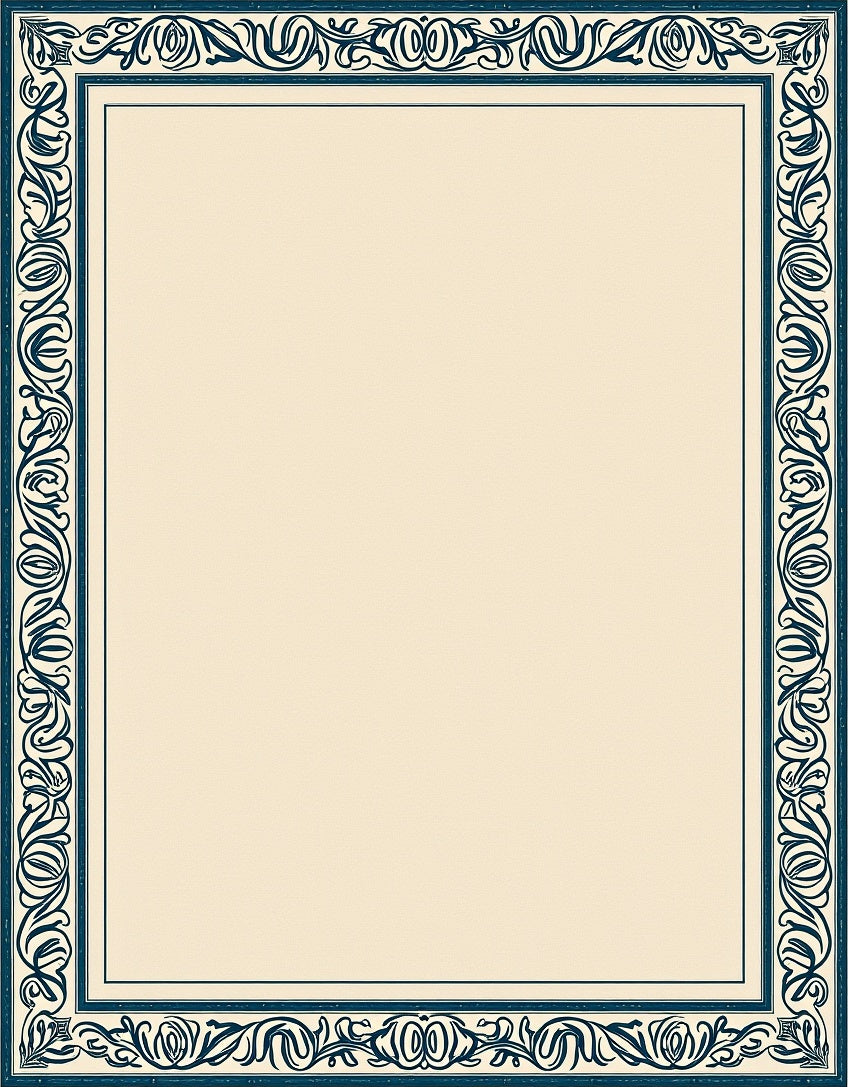 Classic Navy Floral Bordered Cream Rug