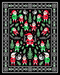 Festive Gnome Friends Green Red Border Rug