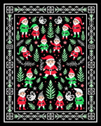 Festive Gnome Friends Green Red Border Rug