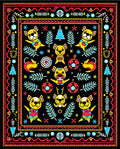 Whimsical Yellow Dog Forest Holiday Rug