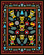 Whimsical Yellow Dog Forest Holiday Rug