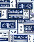 Navy White Graphic Collage Rug