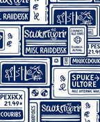 Navy White Graphic Collage Rug