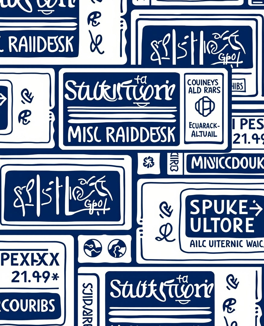Navy White Graphic Collage Rug