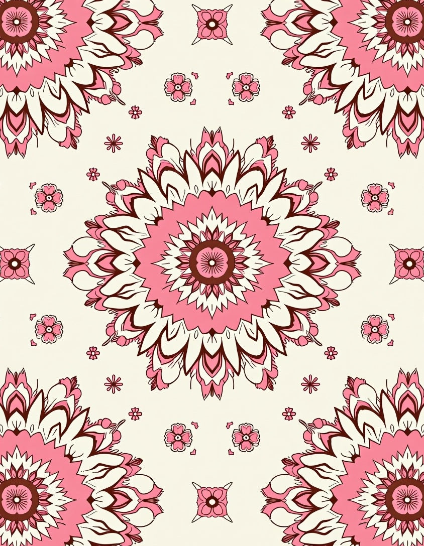 Pink Floral Mandala Medallion Radiance Rug