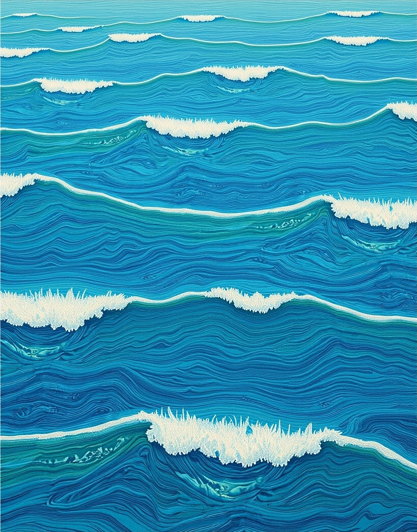 Oceanic Blue Waves Ripples Rug