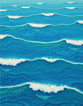 Oceanic Blue Waves Ripples Rug