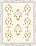 Ornate Golden Damask Scrollwork Rug