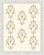 Ornate Golden Damask Scrollwork Rug