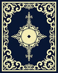 Cream Laurel Navy Medallion Rug