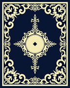 Cream Laurel Navy Medallion Rug