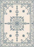 Cream Teal Floral Sunburst Medallion Rug