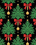 Green Pine Red Bow Gold Ornament Rug