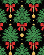 Green Pine Red Bow Gold Ornament Rug