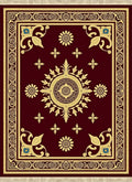 Burgundy Gold Floral Medallion Border Rug