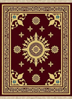 Burgundy Gold Floral Medallion Border Rug