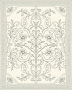 Cream Floral Vine Scroll Rug