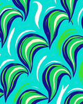 Aqua Teal Abstract Leaf Swirl Rug