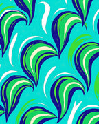 Aqua Teal Abstract Leaf Swirl Rug