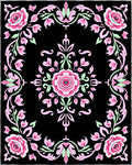 Pink Rose Garden Black Backdrop Rug