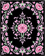 Pink Rose Garden Black Backdrop Rug