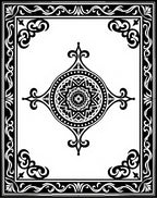 Black White Medallion Corner Border Rug