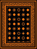 Black Orange Geometric Bordered Medallions Rug