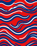 Crimson White Blue Wavy Stripes Rug