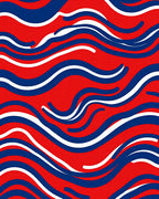 Crimson White Blue Wavy Stripes Rug