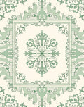 Pale Green Floral Medallion Border Rug