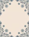 Pale Blue Floral Swirl Border Rug