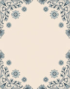 Pale Blue Floral Swirl Border Rug