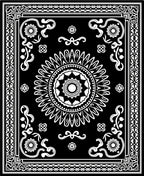 Black White Vintage Mandala Border Rug
