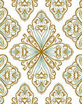 Gold Blue Floral Damask medallion Rug