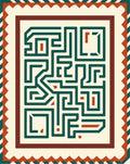 Teal Maze Cream Border Rug