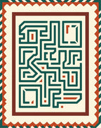 Teal Maze Cream Border Rug