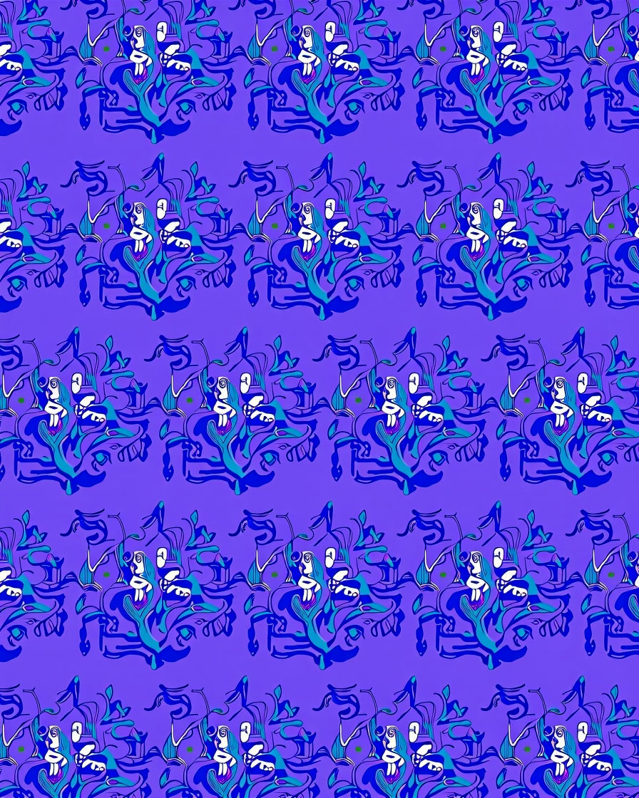 Royal Blue Abstract Figurine Repeat Rug